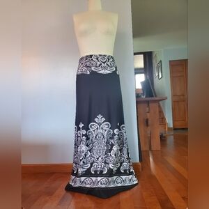 Printed Maxi Skirt with Fold Over Waist